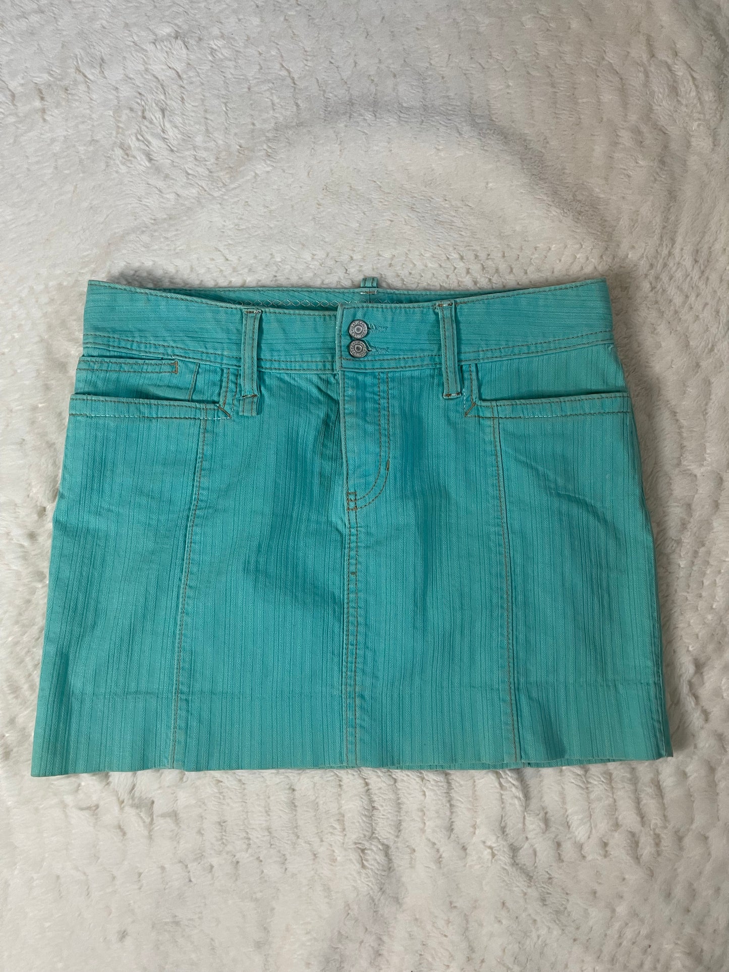 Y2k teal mini skirt