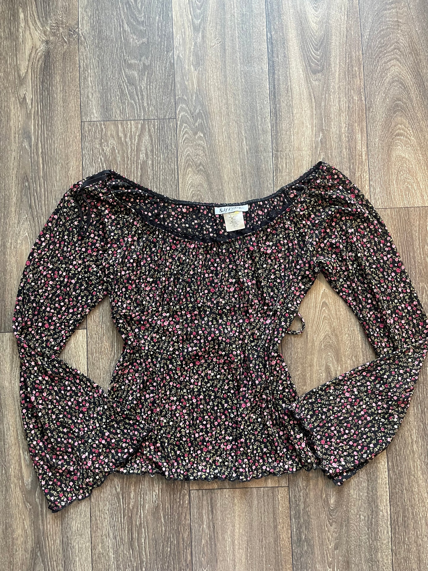 Y2k mesh self esteem bell sleeve top