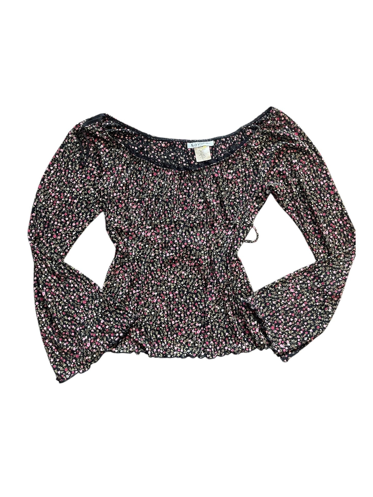 Y2k mesh self esteem bell sleeve top