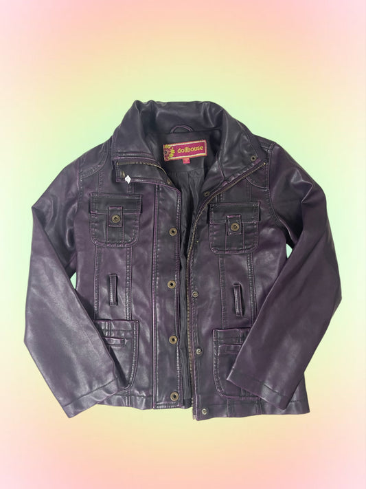 Y2k faded purple dollhouse leather jacket