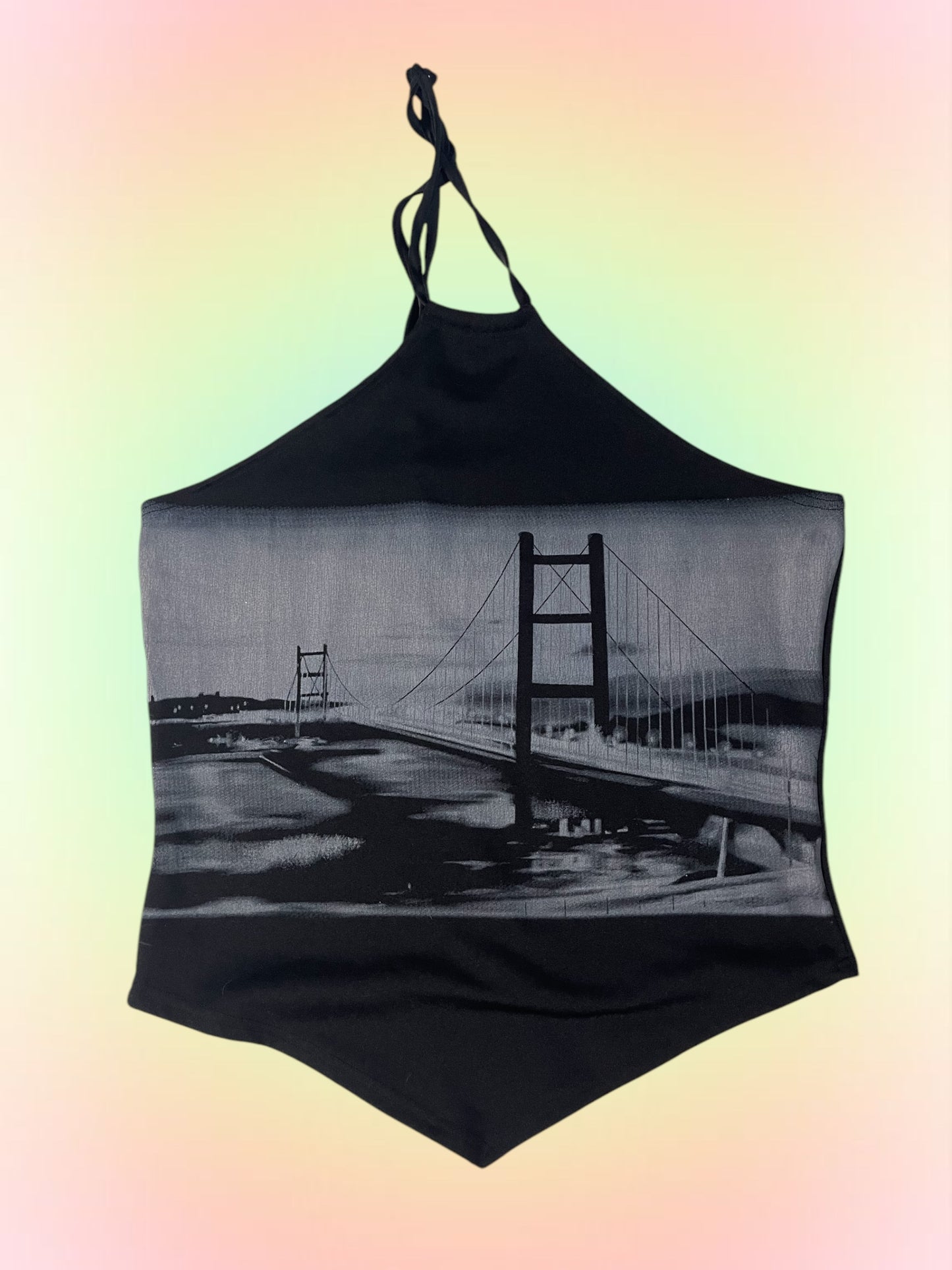 Y2k graphic halter top