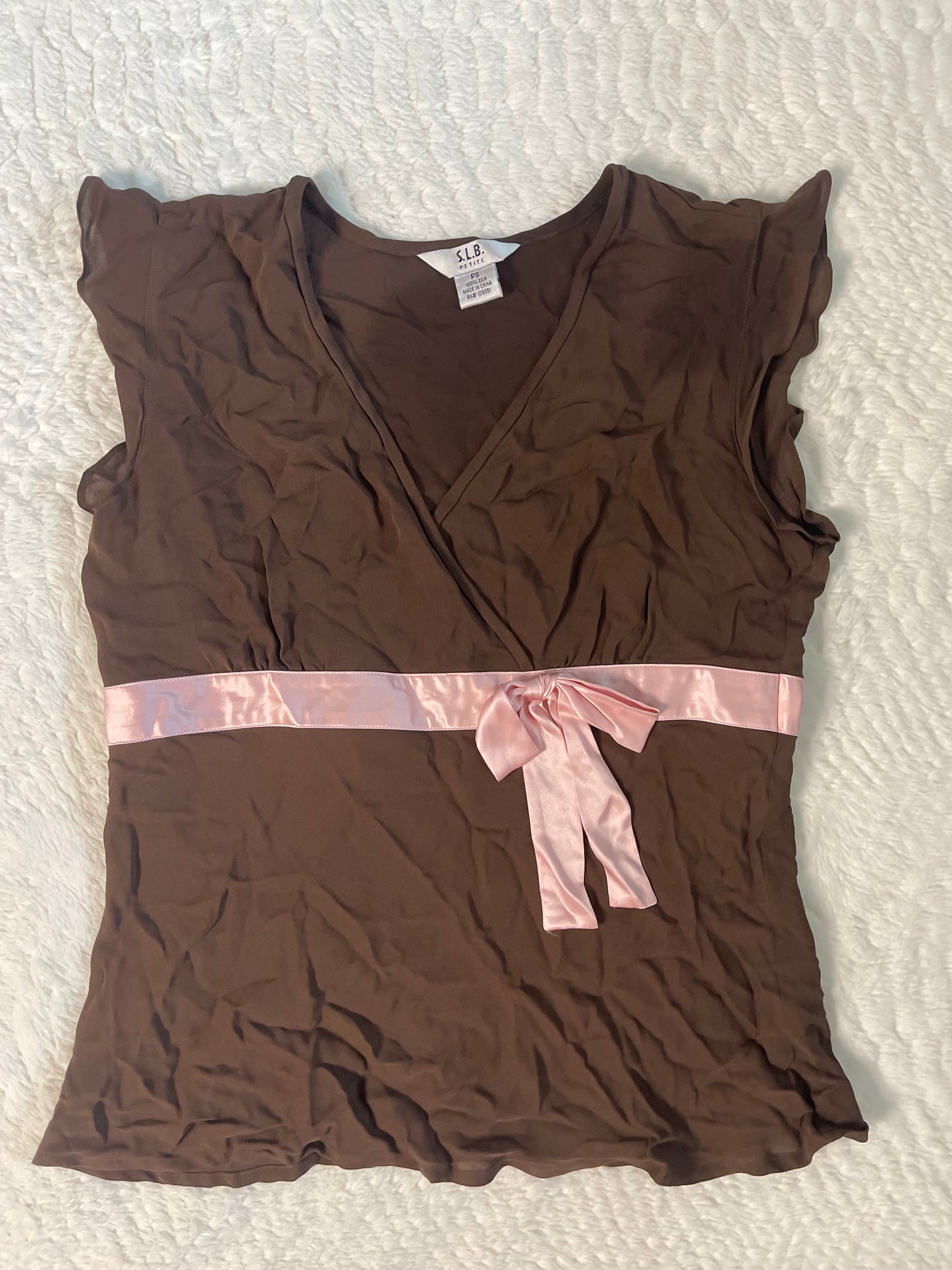 Y2k silk front bow top