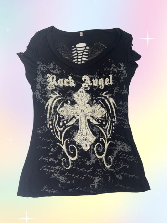 Y2k rock angel top