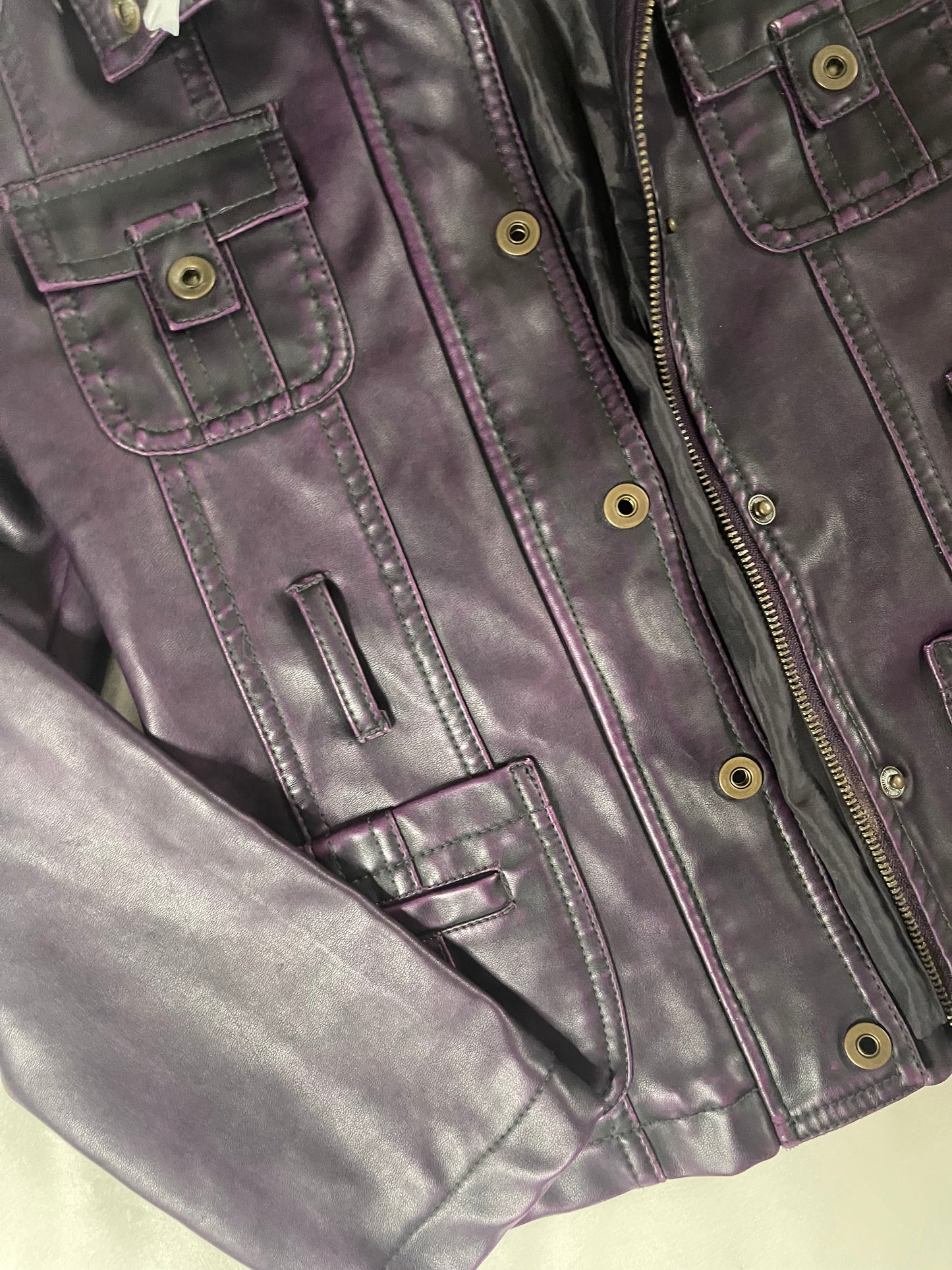 Y2k faded purple dollhouse leather jacket