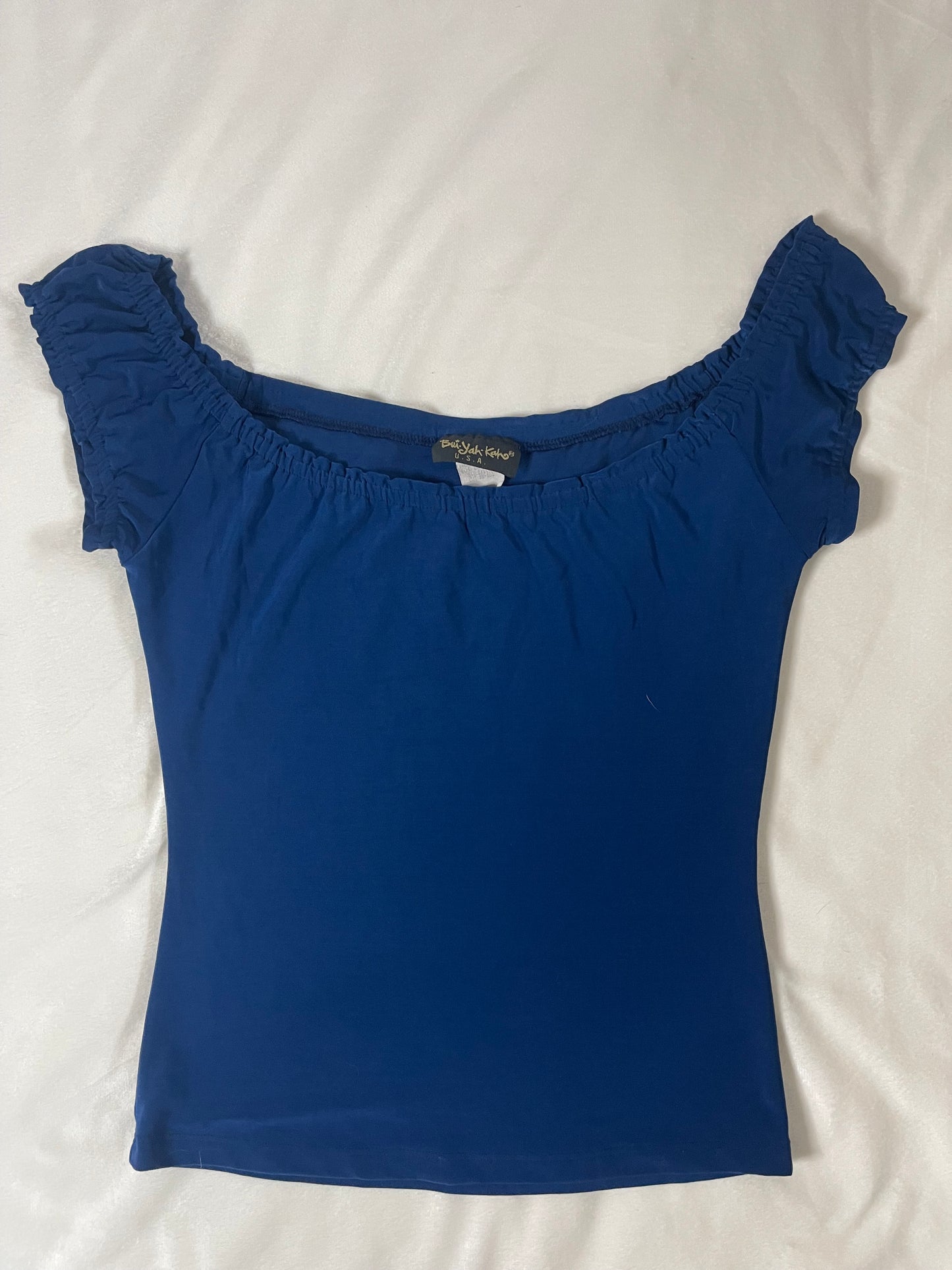 Y2k blue milkmaid top