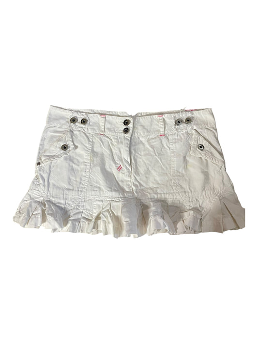 Y2k white ruffle mini skirt