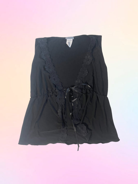 Y2k black lace vest