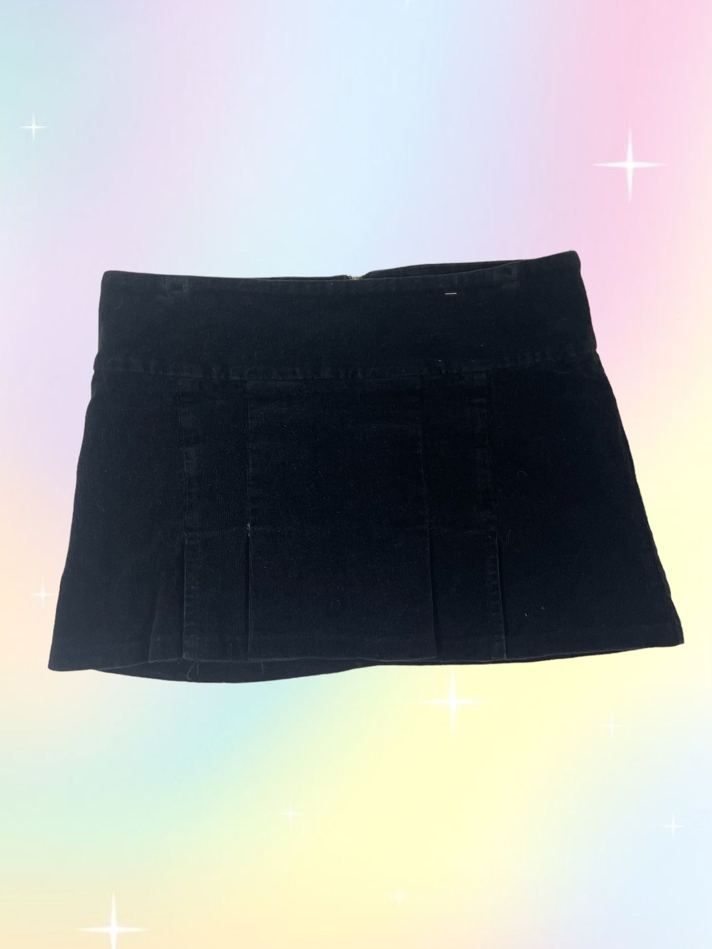 Y2k black corduroy mini skirt