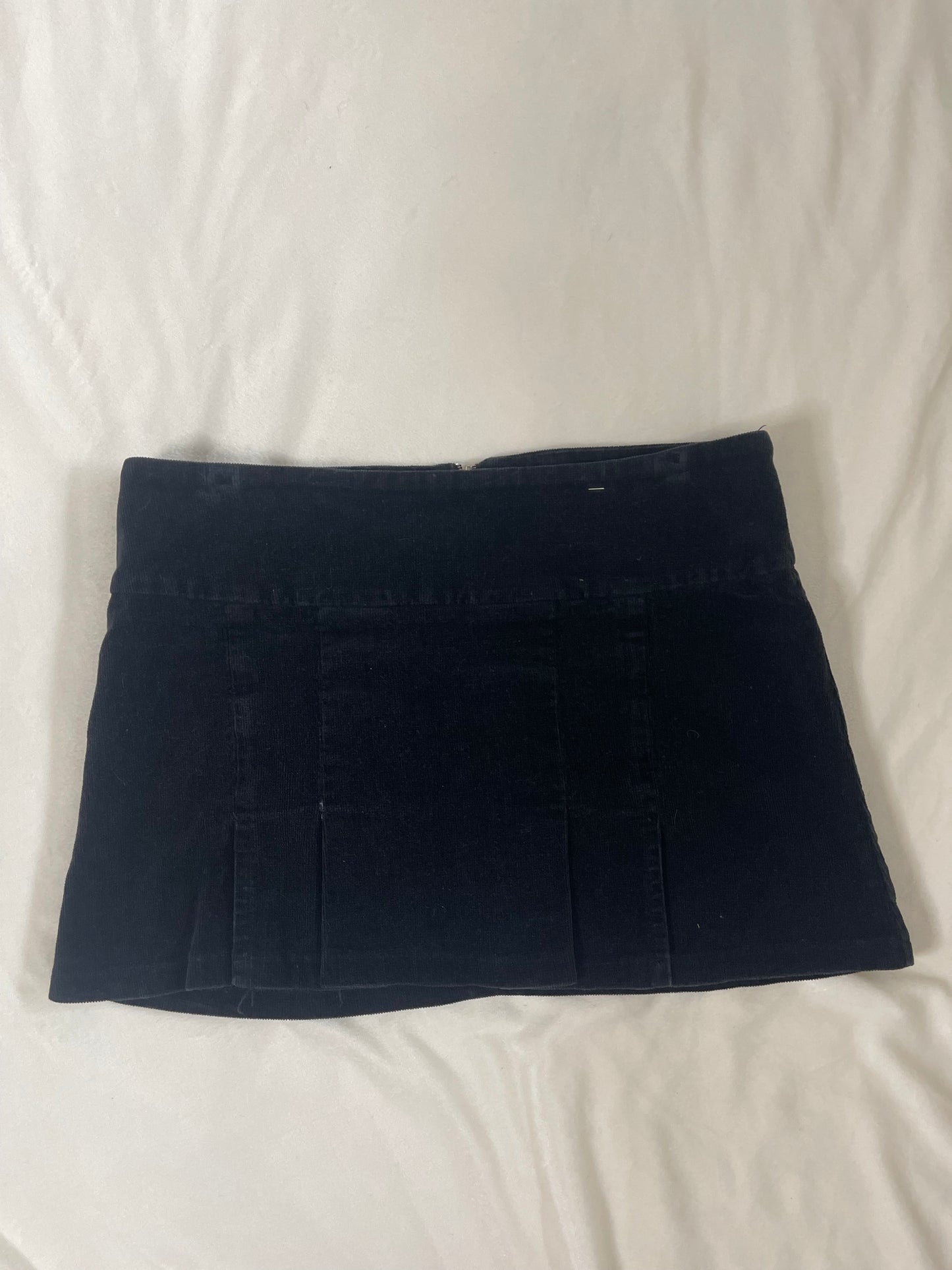 Y2k black corduroy mini skirt