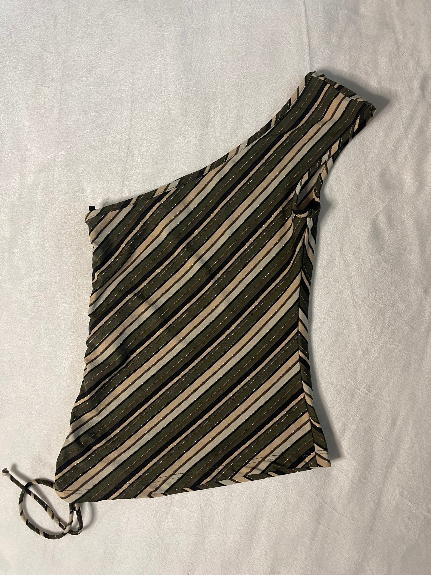 Y2k striped one shoulder top