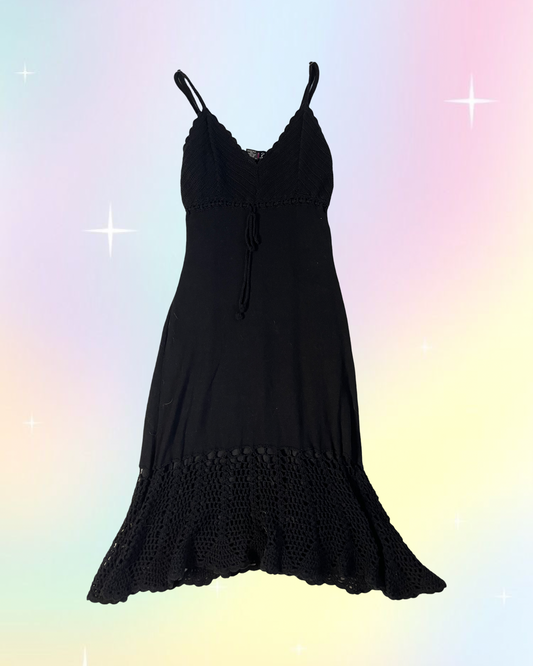 Y2k Crochet MIDI dress (black)