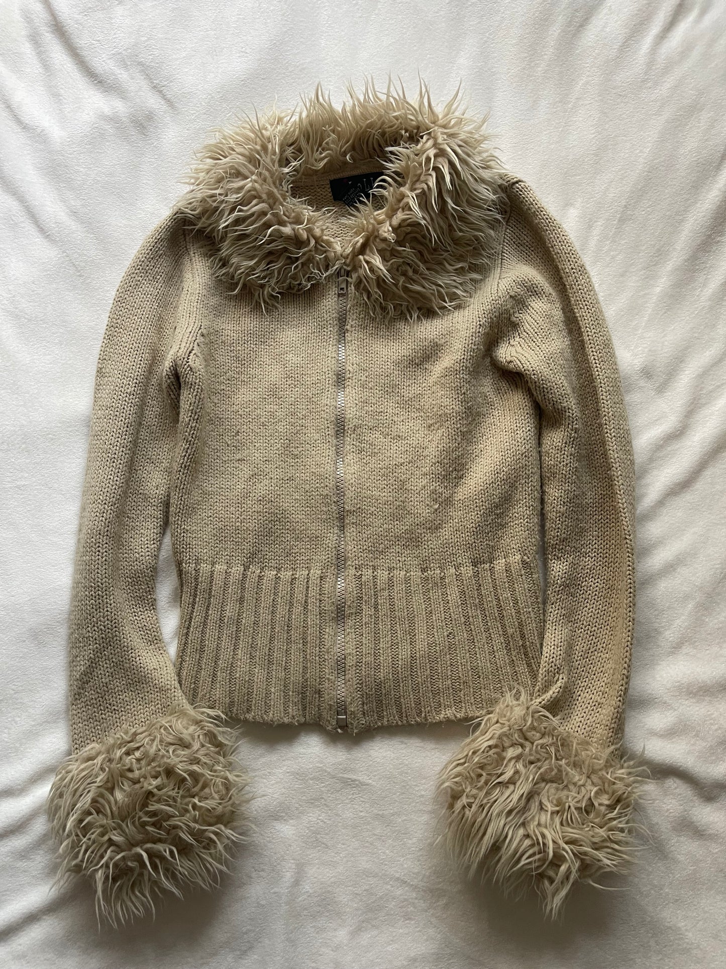 Y2k fur trim jacket