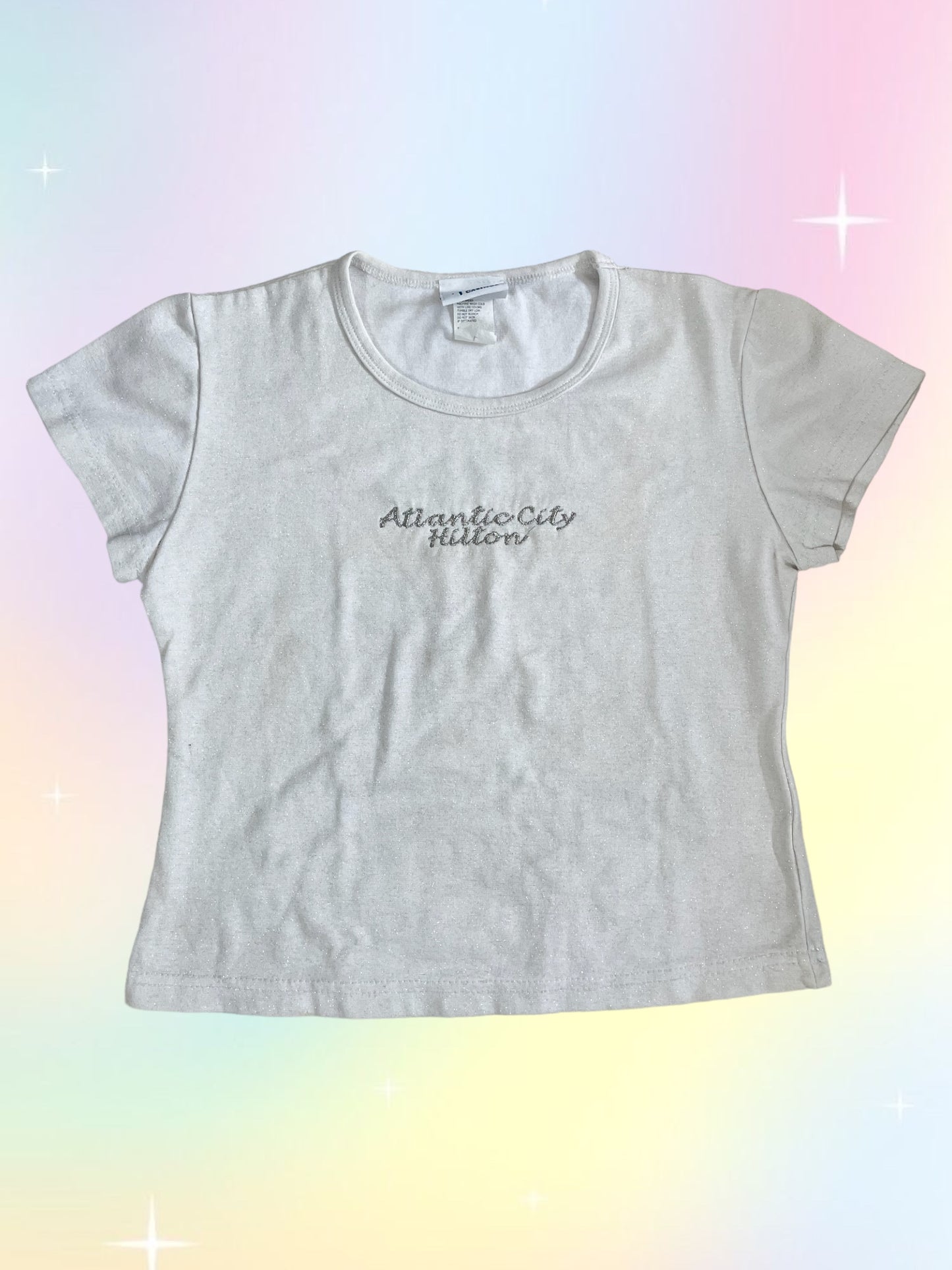 Y2k glittery casino baby tee