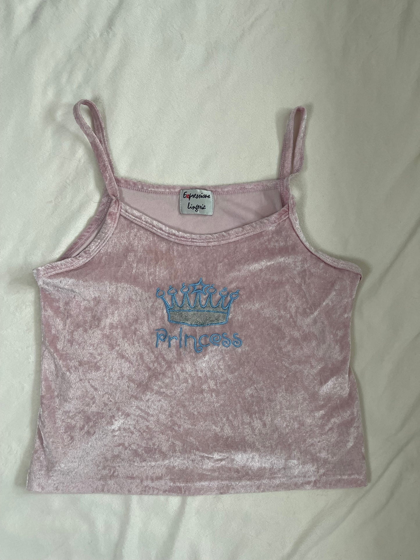 Y2k velvet “Princess” tank