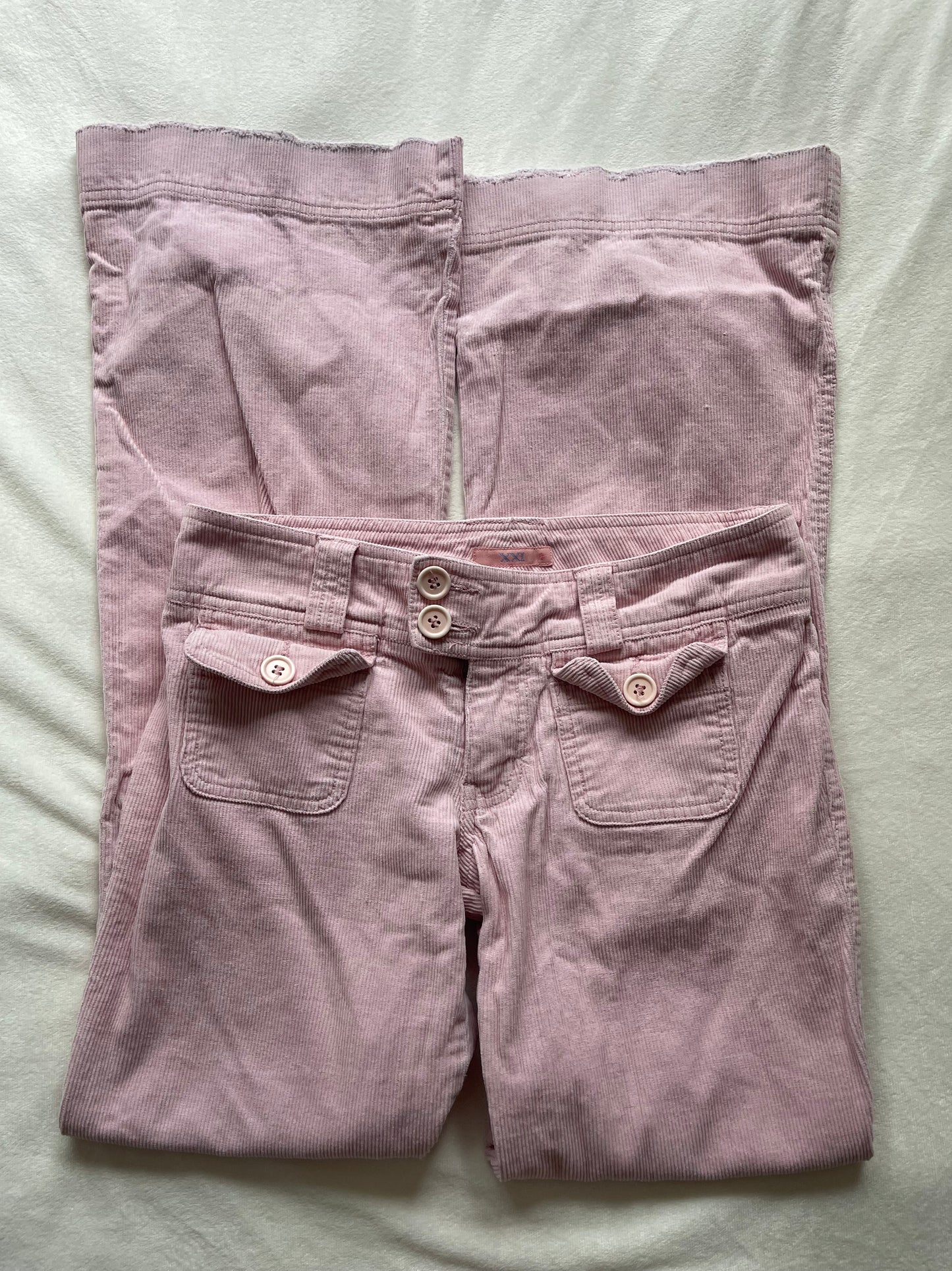 Y2k pink corduroy flares