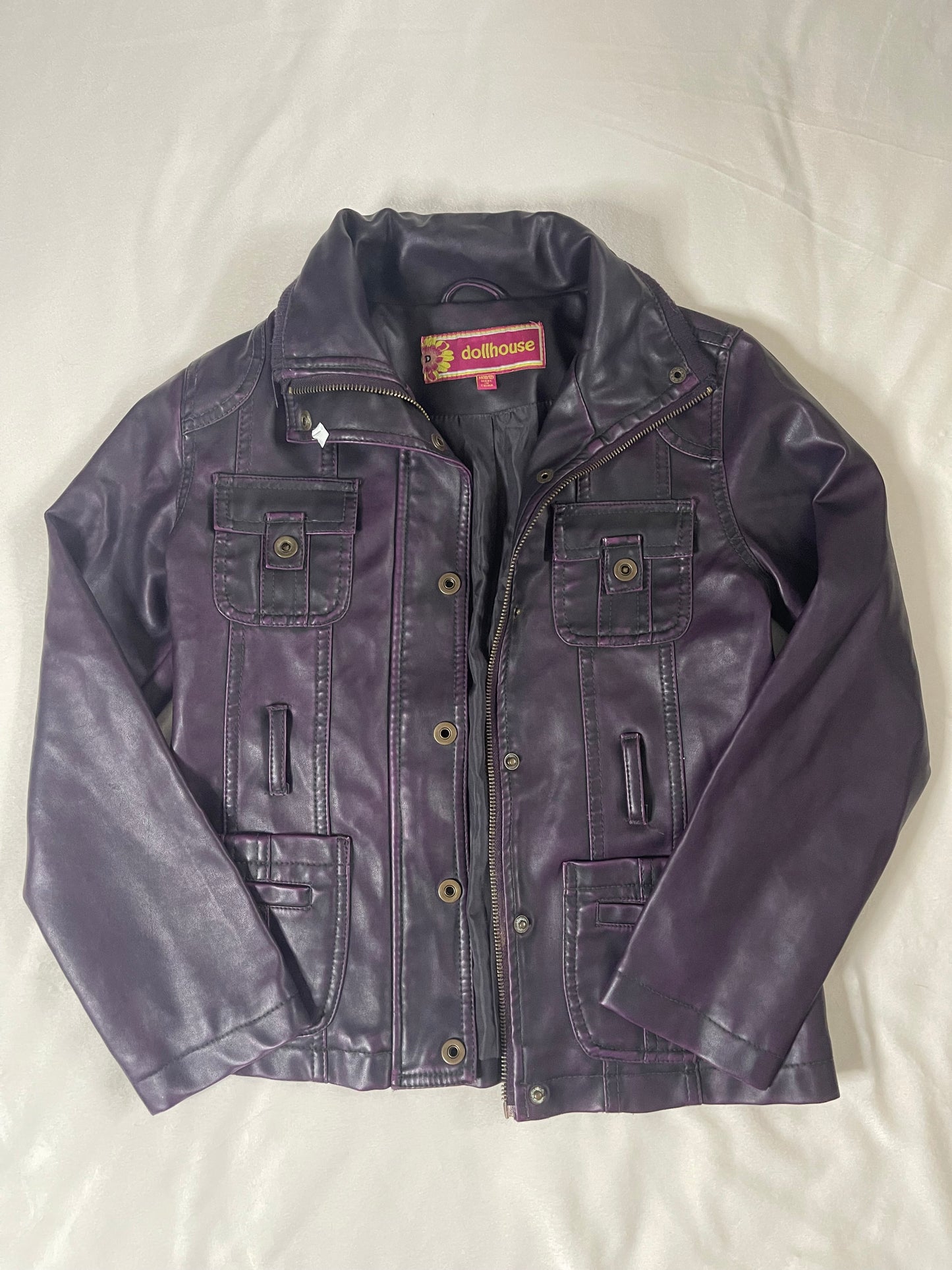 Y2k faded purple dollhouse leather jacket