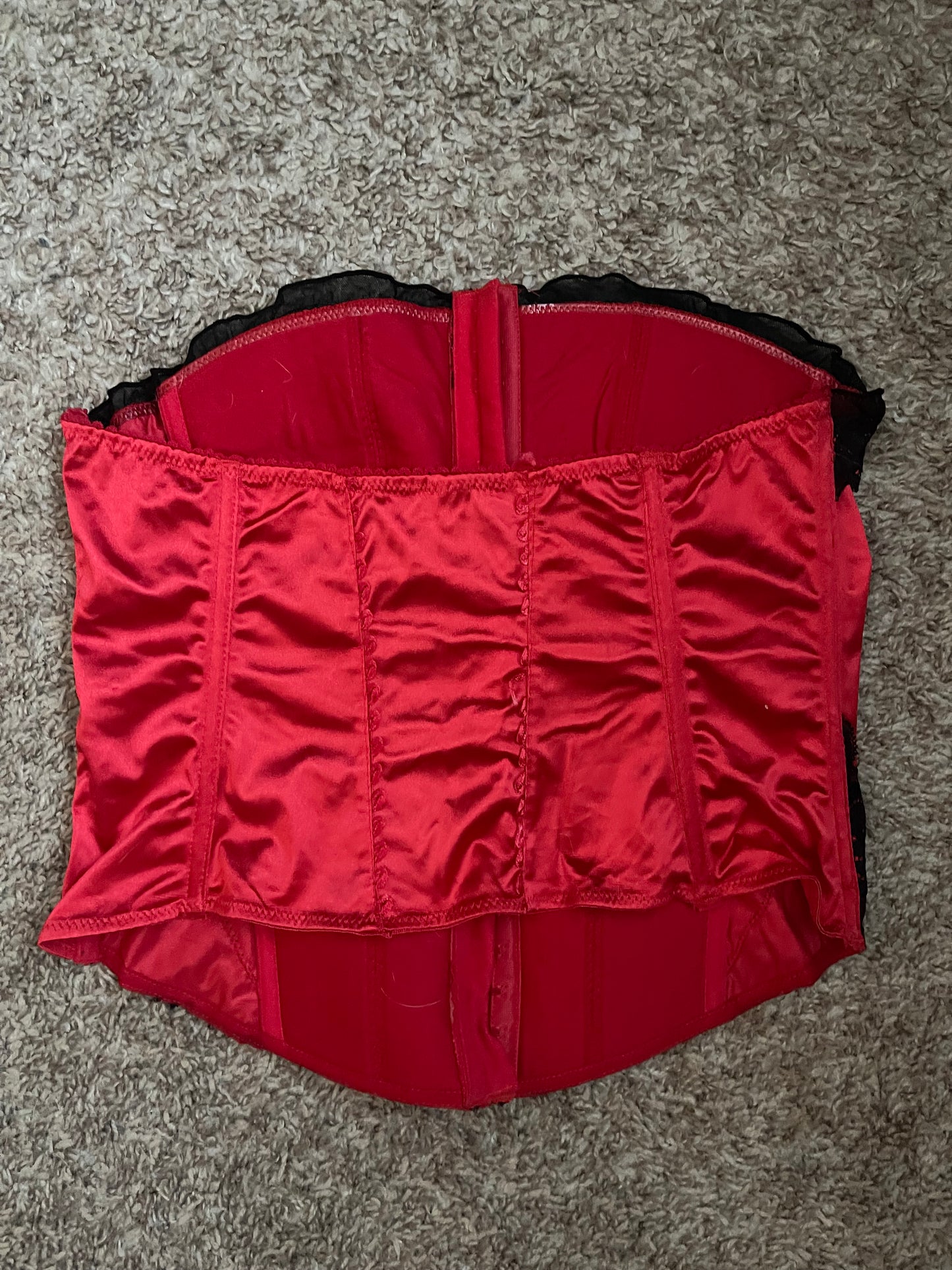 Y2k red strapless corset