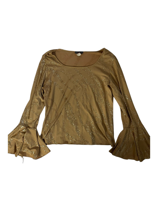 Y2k gold flare sleeve blouse