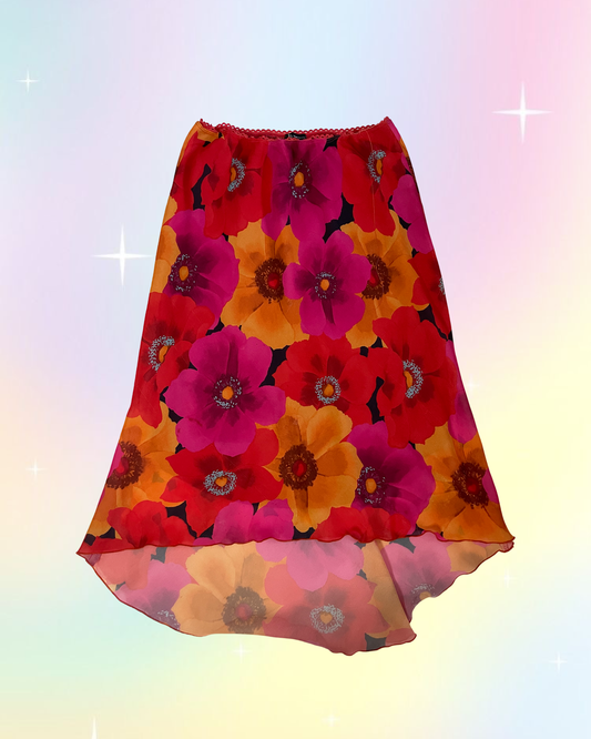 Y2k floral midi skirt