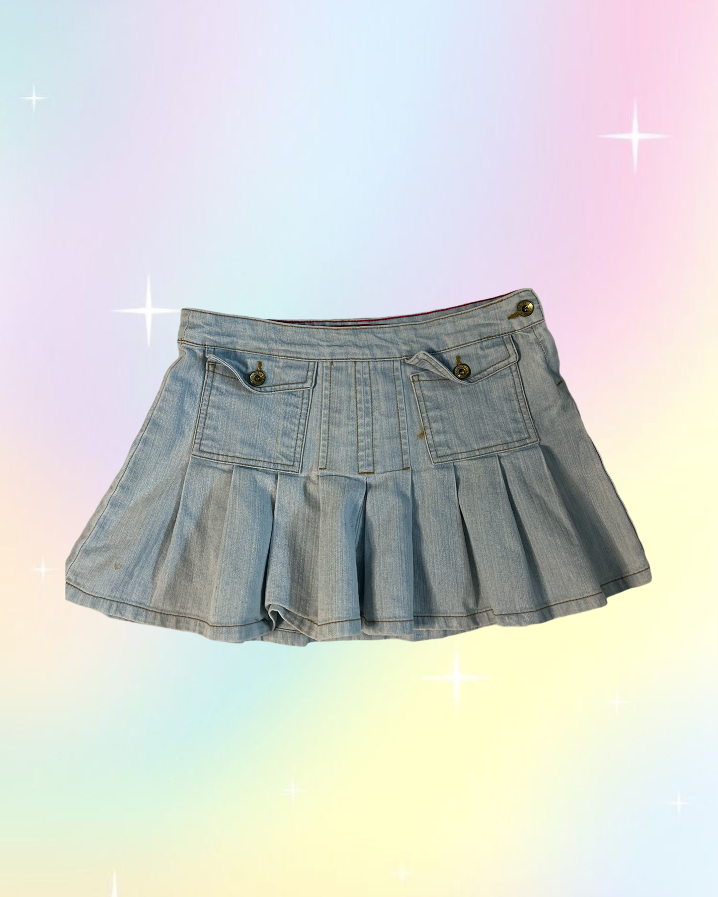 Y2k pleated denim mini skirt