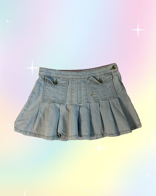 Y2k pleated denim mini skirt