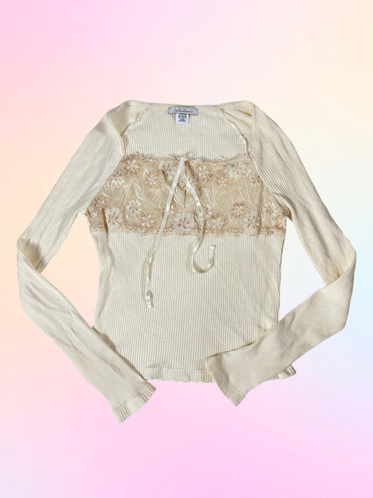 Y2k Milkmaid Lace Blouse