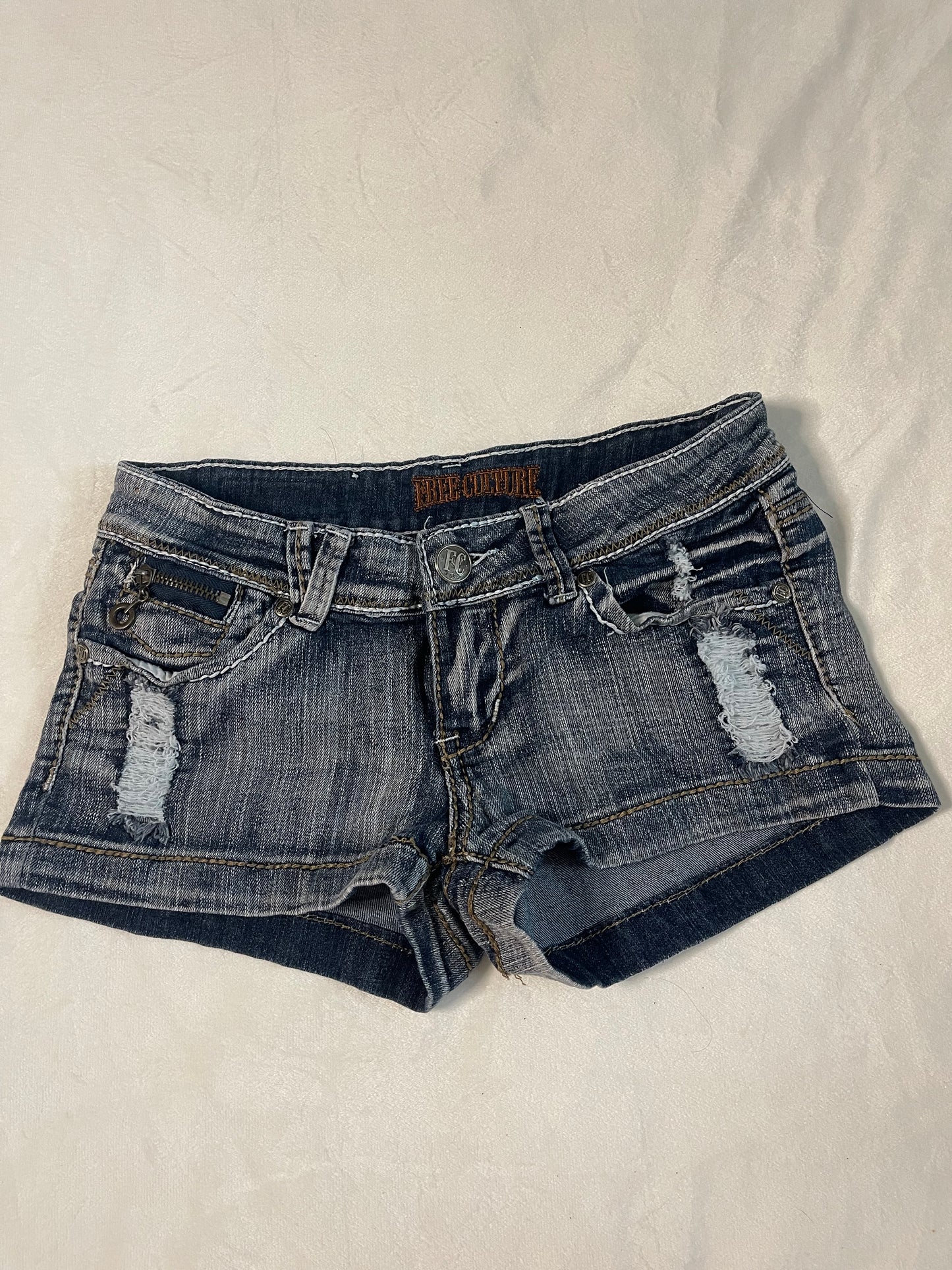 Y2k grey/dark wash shorts