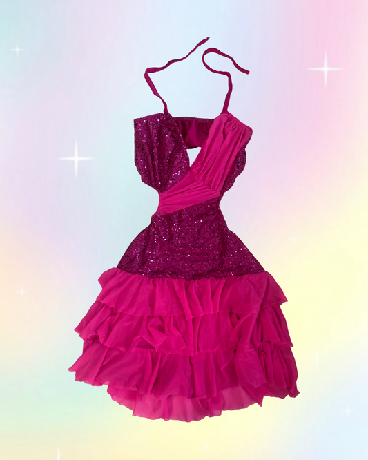 Vintage Glitter Mini Halter Dress