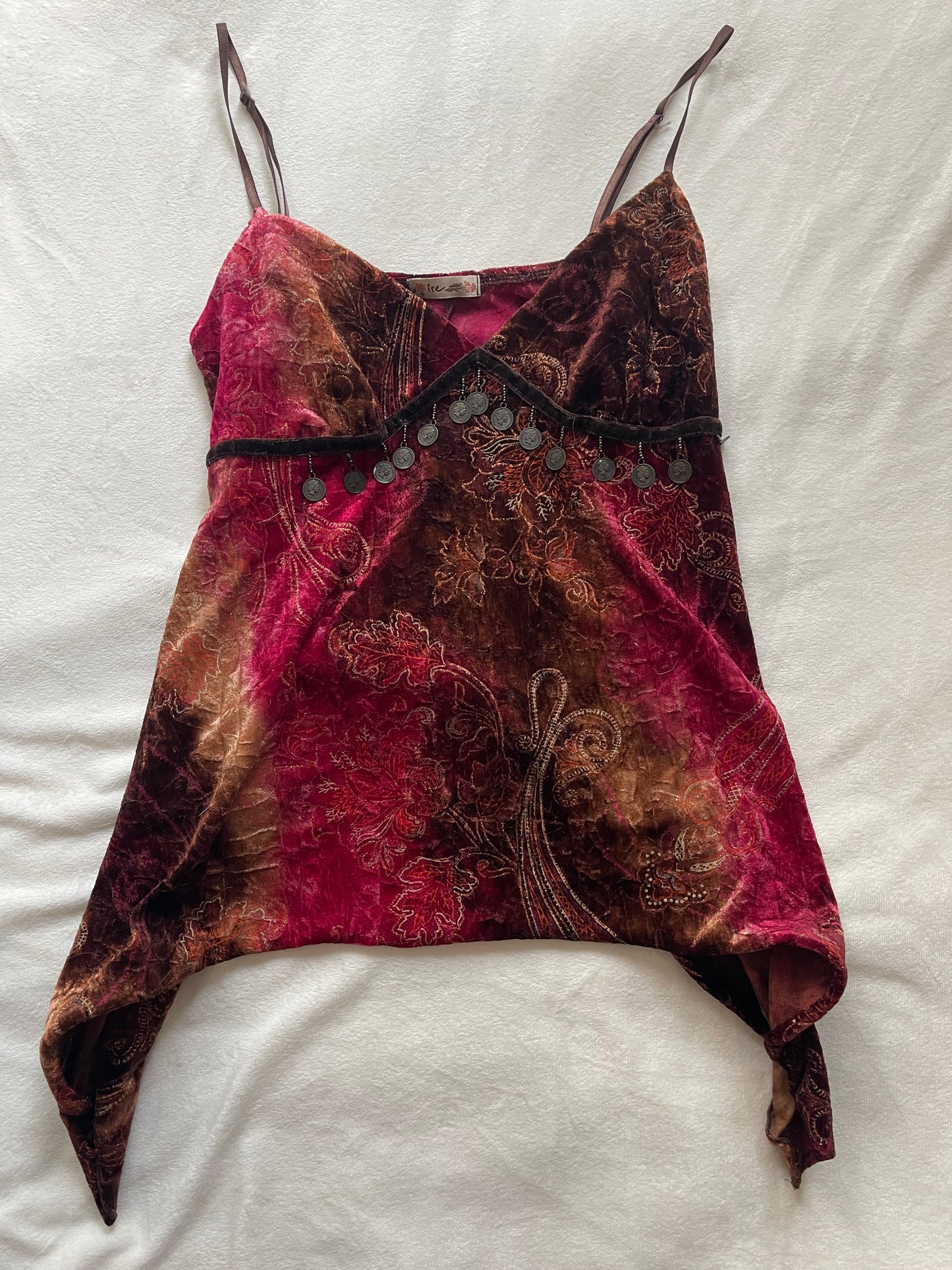 Y2k asymmetrical boho tank