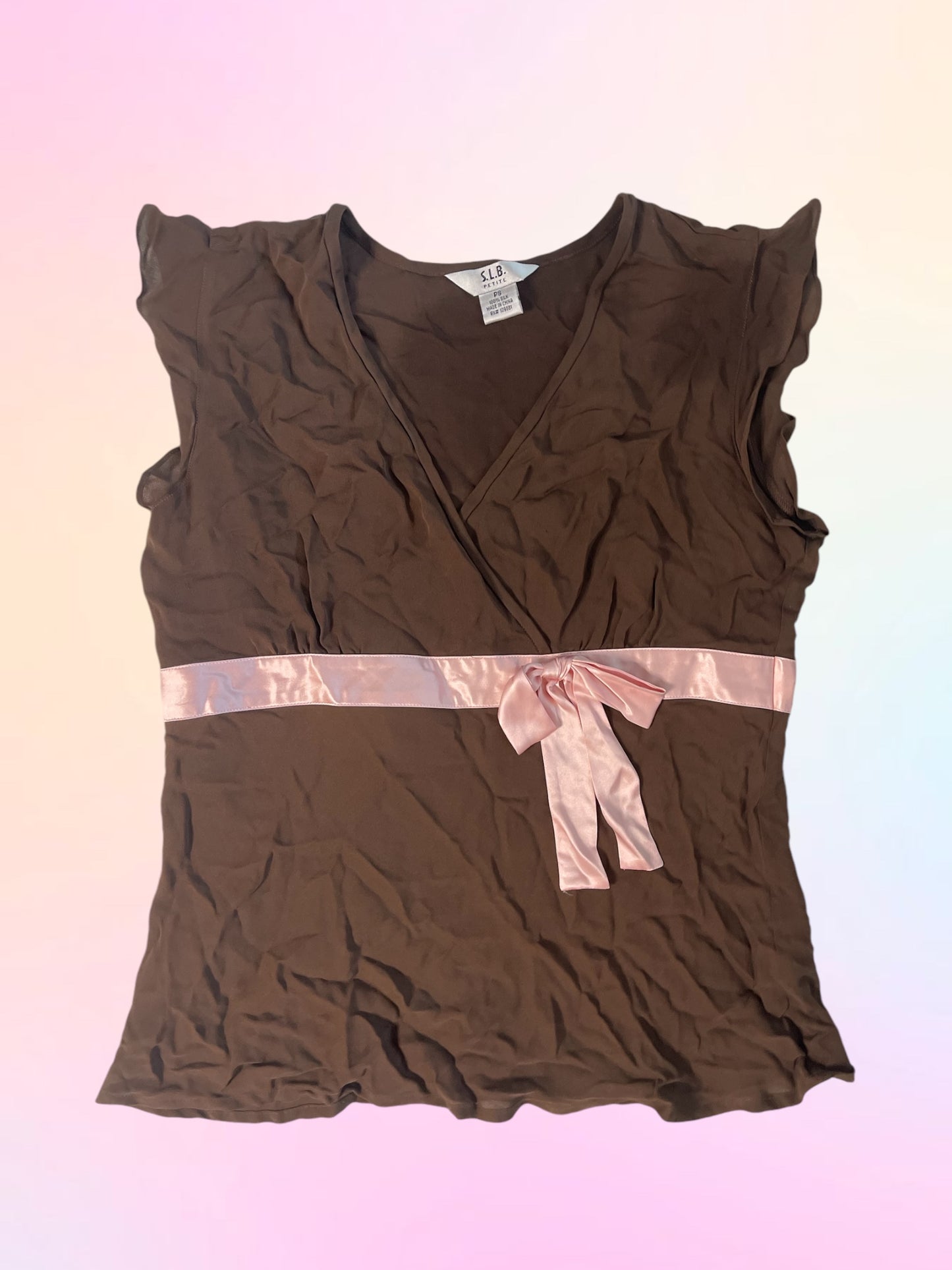 Y2k silk front bow top