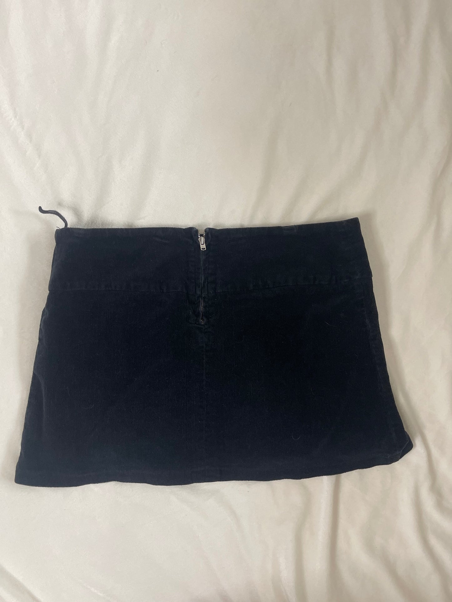 Y2k black corduroy mini skirt