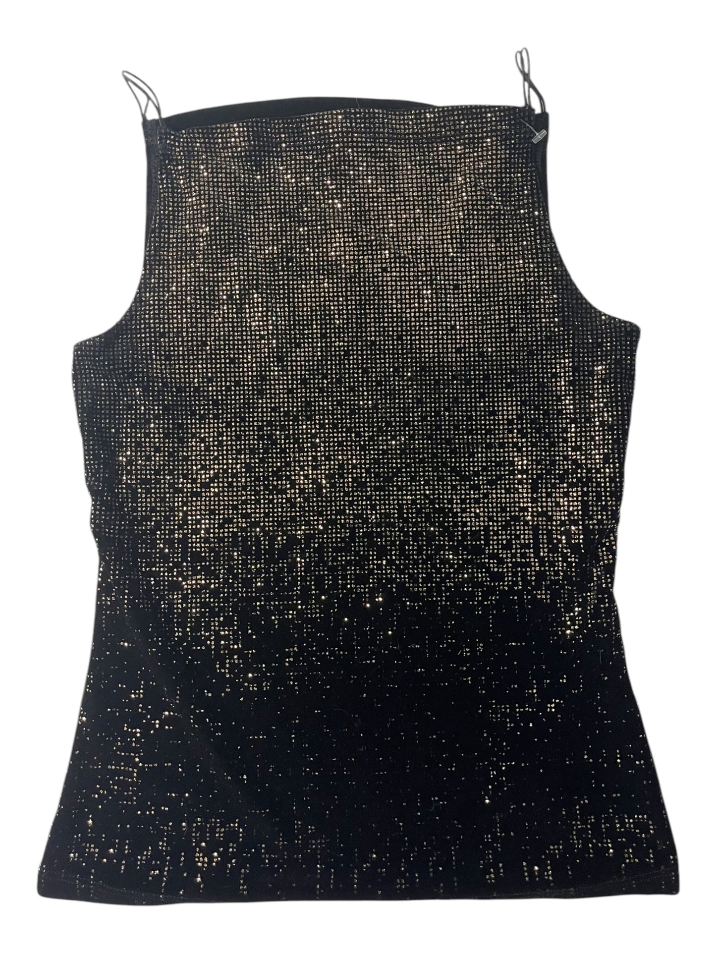 Y2k gold glitter square neck tank