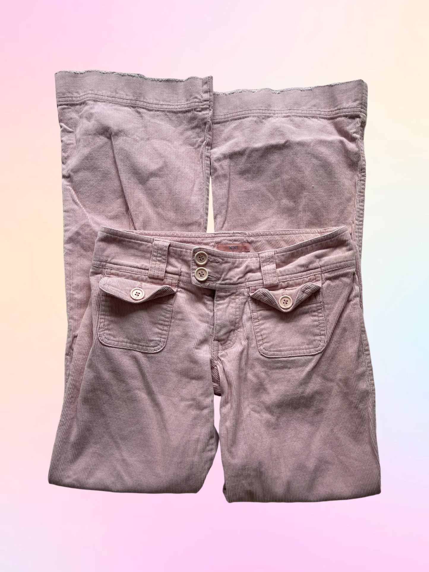 Y2k pink corduroy flares