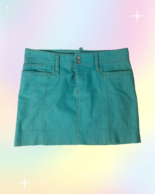 Y2k teal mini skirt