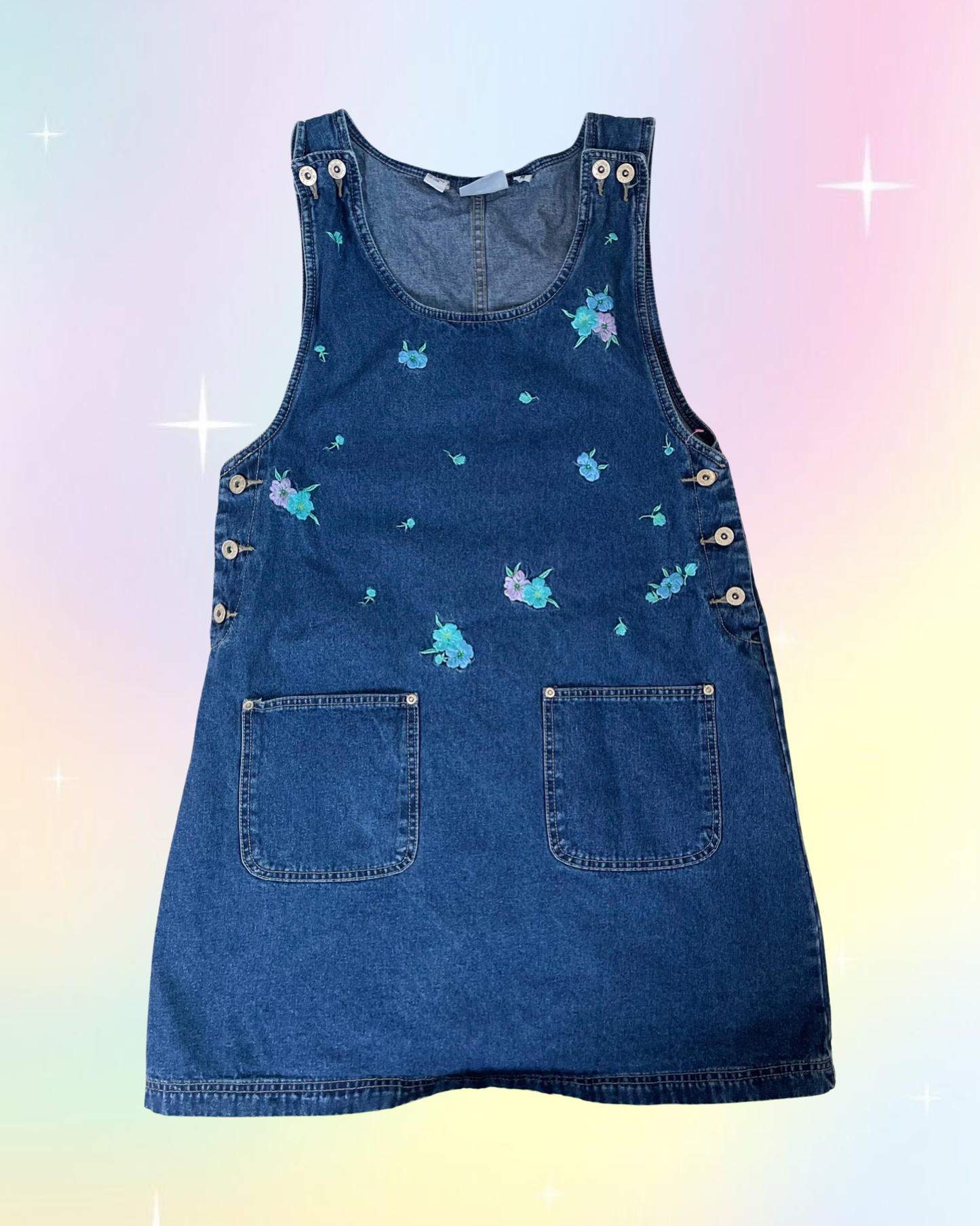 Vintage Embroidered Denim Mini Dress