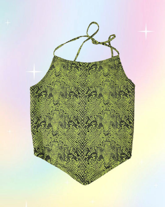 Y2k Snake Print Halter Top