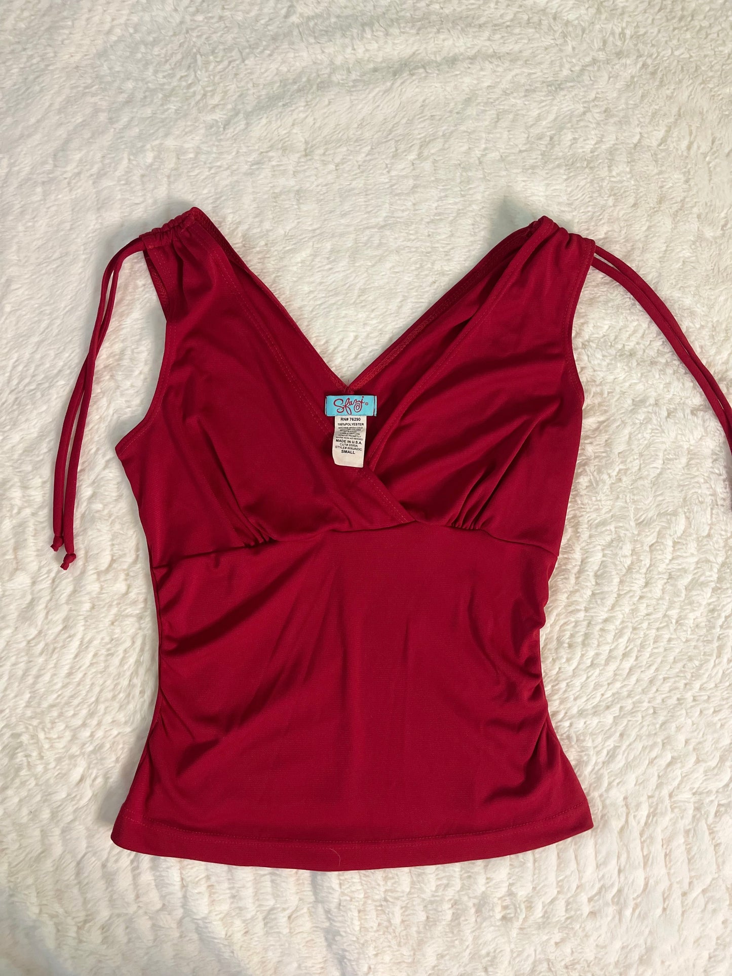 Y2k Red Rutched Top