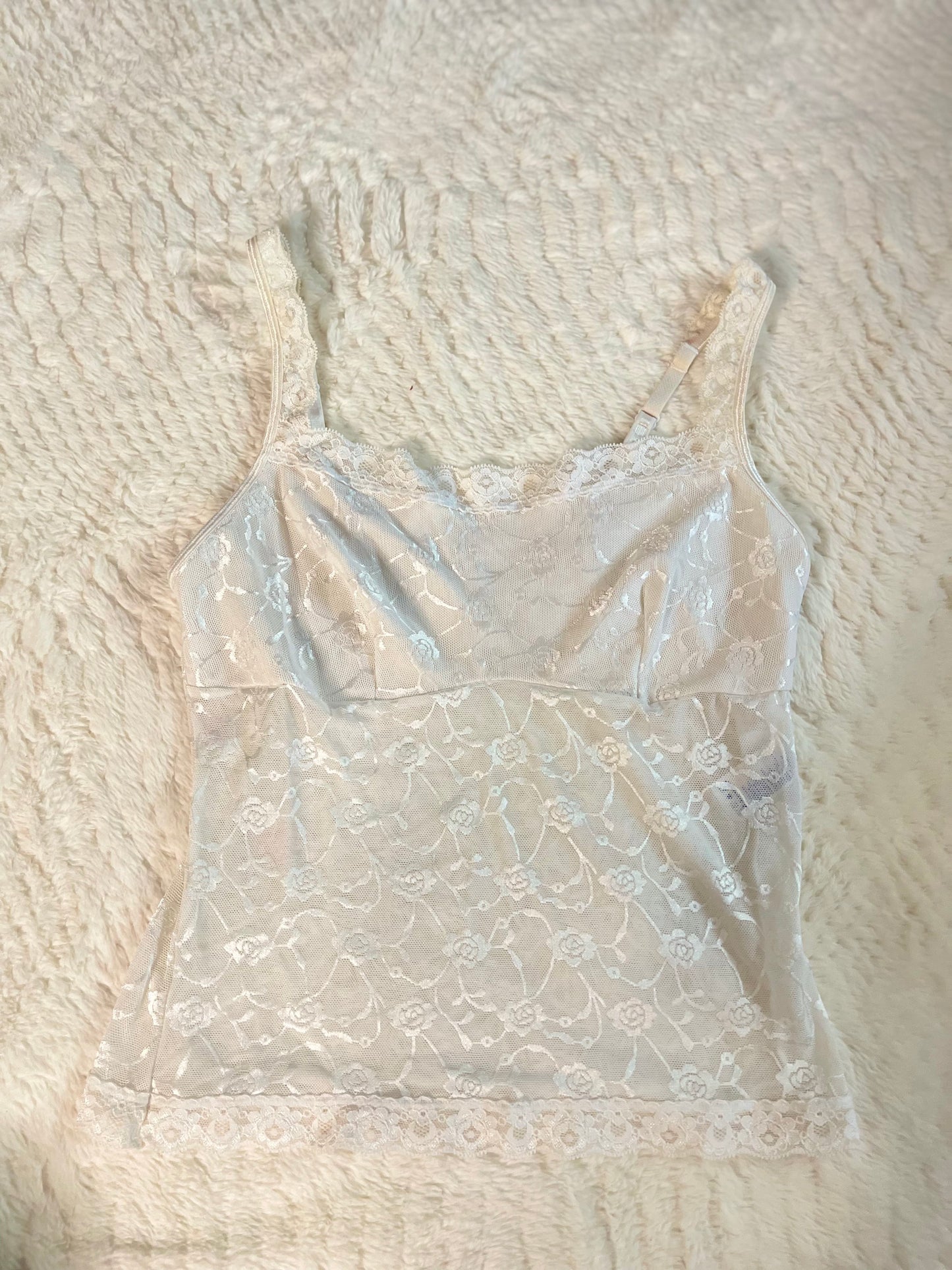 Y2k White Mesh Cami