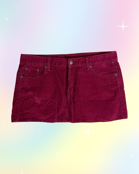 Y2k Red/Maroon Corduroy Mini Skirt