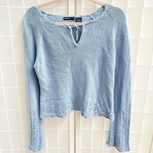 Y2k vintage MetroGirl baby blue sweater