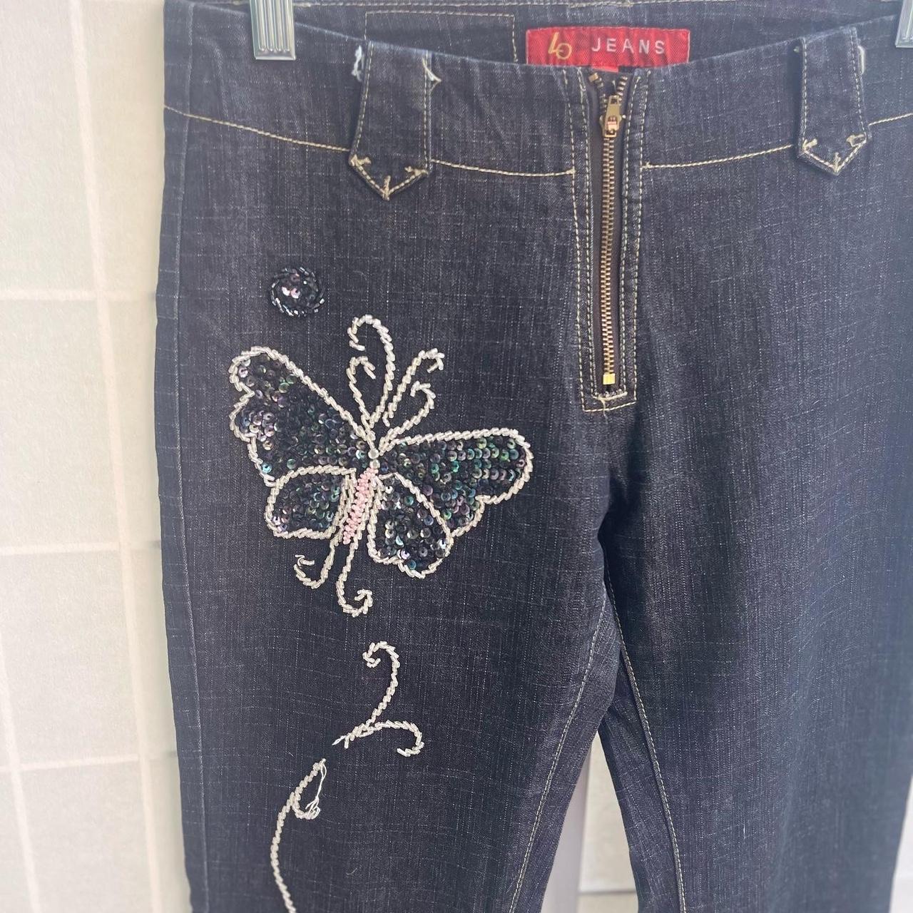 Y2k gorgeous butterfly wide leg flared jeans